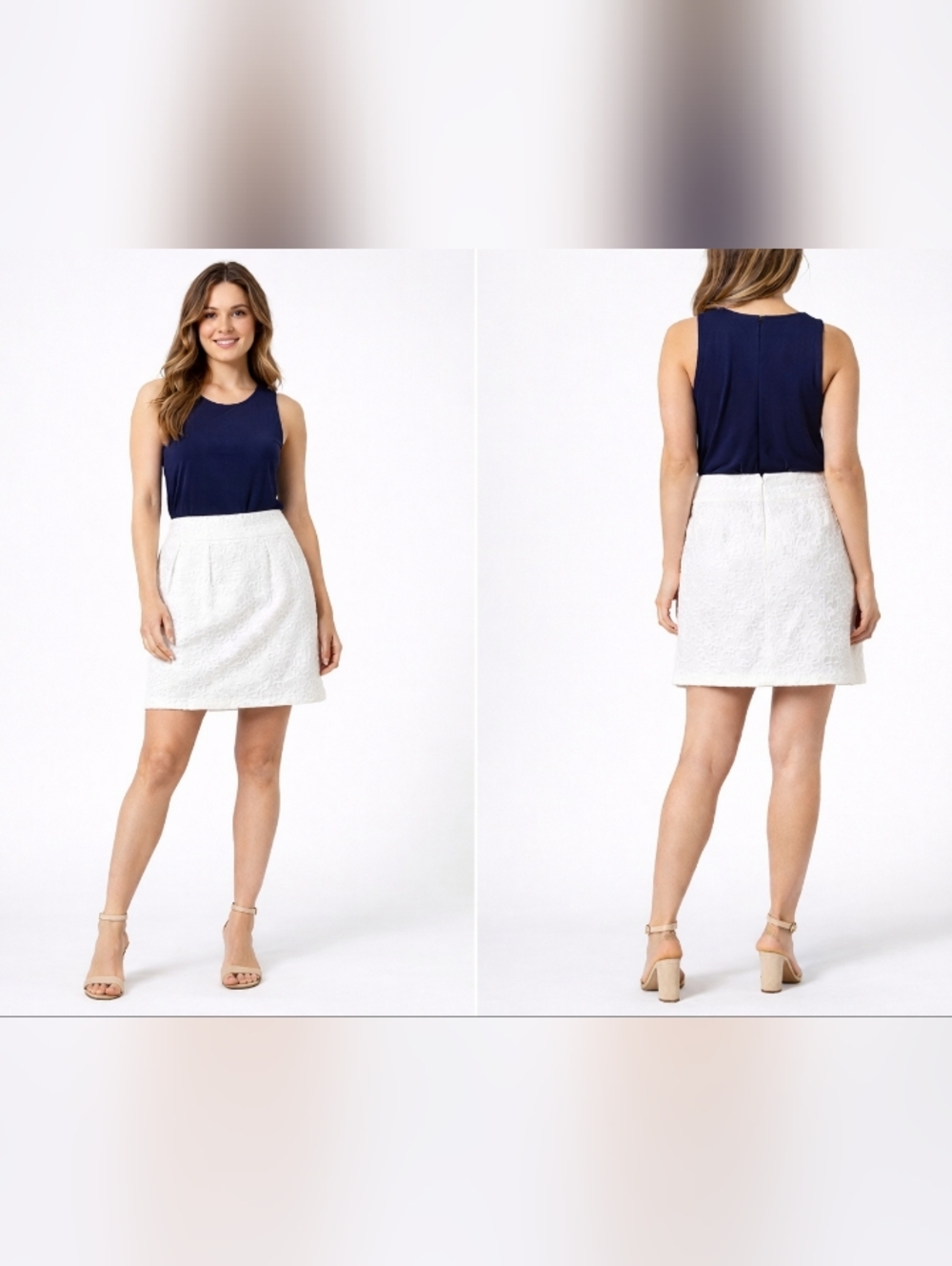 ann taylor loft white eyelet lace skirt size 14 mini lined summer preppy